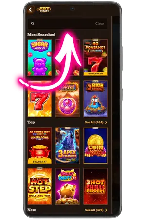 Enter the game name Cash Eruption in the search bar